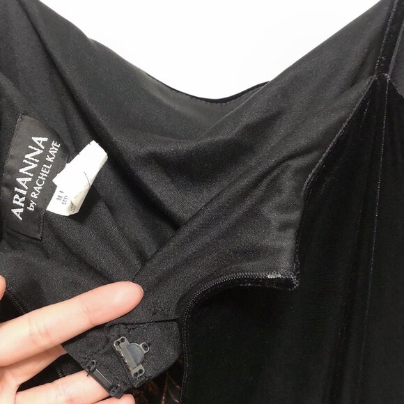 Arianna Black Velvet Copper Rose Embroidery Sleeveless Maxi Dress 14 - Picture 10 of 12